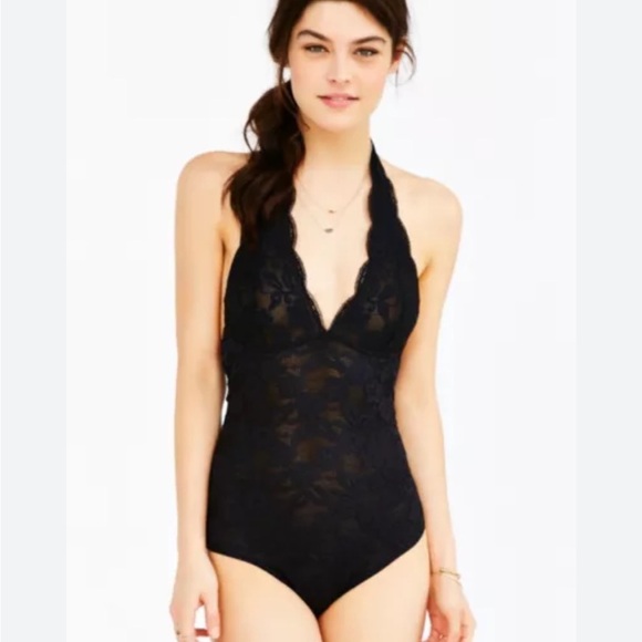 Urban Outfitters Out From Under Black V-Neck Lace Bodysuit Women’s Size Medium - Picture 1 of 6